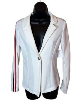 Charlotte Russe Stripe Sleeve White One Button Stretch Blazer Size XS